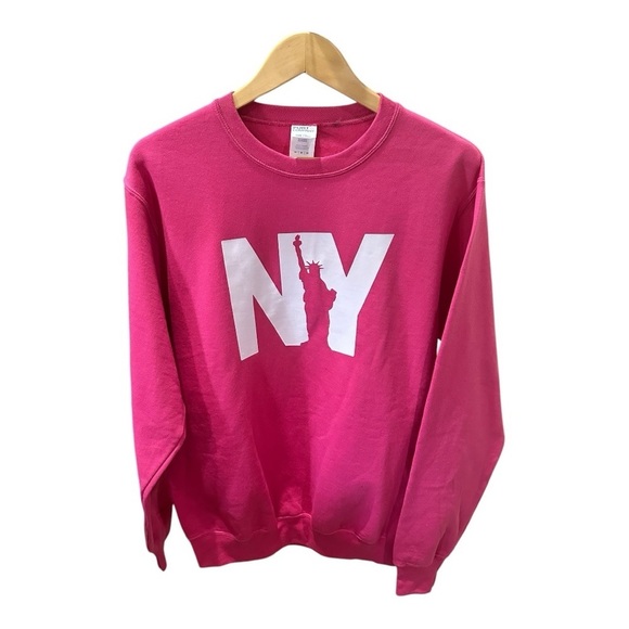 Hand Crafted Tops - Port & Company NY Graphic Sweatshirt - Hot Pink, Size Medium